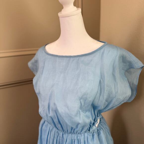 Rebecca Taylor Back Cutout Dress Azul Blue Size Small 100% ramie - Picture 4 of 8